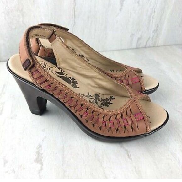 Jambu Sonya Woven Genuine Leather Heels Slingback Heels size 9.5 - Picture 1 of 10